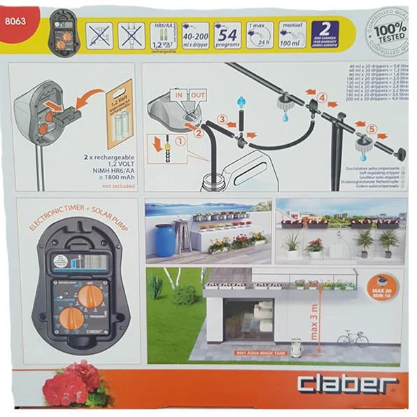 Claber Aqua Magic Solar Power Drip Irrigation System - 8063 - Image 4